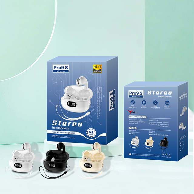 Manufacturers Wholesale TWS Wireless Earbuds Pro9s Digital Display Battery Stereo Noise-cancelling Sports Headphones