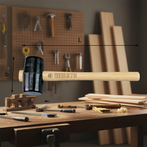 Martillo de goma 378 con mango de madera y cabeza negra para carpintería y trabajos de reparación - Product Image 3