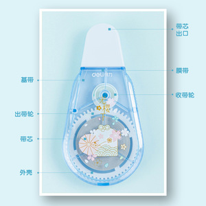 Deli Correction Tape 20m Wang Yuan Style Cartoon Student Use Plastic Digital Printing - Product Image 2