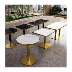 Meubles commerciaux, table de salle à manger en bois et marbre, table de cuisine en métal et bois, table de restaurant avec chaise - Product Image 1