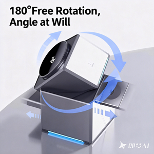 CuBeTrick X Professional Estación de Carga Inalámbrica 3 en 1 con Carga Rápida y Alineación Magnética - Salida de 15W Gris Enchufe Estadounidense - Product Image 4