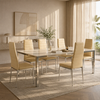 Chaises de salle à manger en cuir Pu de restaurant sur pieds en métal chaises d'appoint blanches à dossier haut de luxe Vente en gros