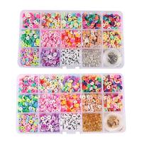 Set Manik-manik Bohemian 15-Grid Baru untuk DIY, Manik Spacer Irisan Multi-warna dari Tanah Liat Polimer, Aksesoris Perhiasan Model G0101