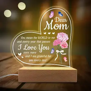 Panneau d'affichage LED en acrylique pour la fête des mères Cadeau avec lumière Message Note Board Télécommande