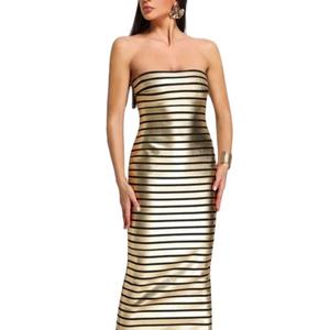 Vestido de Fiesta Elegante y Estilizado sin Mangas con Rayas y Vendaje para Mujer, Ideal para Verano, Casual, Cumpleaños o Noche - Product Image 2