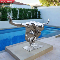 YOUFINE Statue de plongeur en acier inoxydable poli miroir pour la décoration de piscine et de jardin de villa