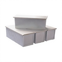 Ensemble de moules à pain et à gâteaux rectangulaires en métal, écologiques, résistants à la chaleur, compatibles four et micro-ondes, avec couvercles, en stock, 450g