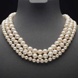 قلادة من اللؤلؤ بتصميم كلاسيكي مصنوع يدويًا رخيص مخصص من اللؤلؤ لؤلؤ المياه العذبة الأبيض الطبيعي بأحجام متعددة مع سلسلة من الخرز المشبك - Product Image 2