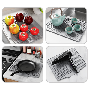 Tapis de séchage en silicone écologique, réutilisable, durable et non toxique pour comptoir de cuisine, design moderne incliné, 40x33cm - Product Image 5