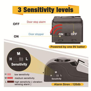 Alarma Antirrobo Moderna Mejorada con Tope de Puerta ABS, Portátil, 120dB, Tipo Cuña, Sensibilidad Ajustable, para Hogar, Dormitorio, Hotel, Viajes, Fácil de Usar - Product Image 4