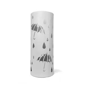 Grigio argento Metallo Umbrella Holder con Gocciolamento Vassoio e Ganci