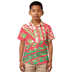 Nouvelles chemises pour adolescents de style insulaire, personnalisées, imprimées tribal polynésien Tapa, chemise boutonnée de plage pour garçons, vêtements pour enfants - Product Image 2