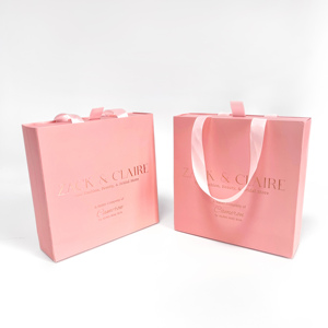Custom <b>Pink</b> Drawer Gift Boxes with Matching Paper Bags - Luxury Packaging with Ribbon Handles - Product Image 2