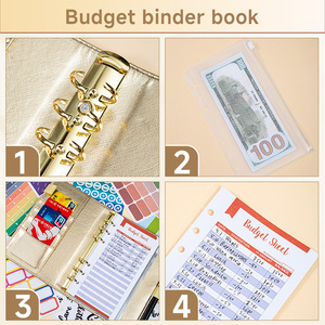 A6 Budget <strong>Binder</strong> with Zipper Envelopes PU Leather Money Organizer for <strong>Cash</strong> <strong>Stuffing</strong> Golden Budget Planner with <strong>Cash</strong> Envelopes - Product Image 2