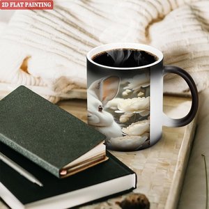 Mug à boire en céramique 11oz Noir givré Tasse changeante de couleur sensible à la chaleur Utilisation en pique-nique en plein air - Product Image 3