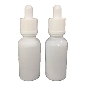 Blanc 1oz bouteille en verre d'huile essentielle et 18mm inviolable avec bouchon à l'épreuve des enfants, calibré pipette en verre