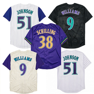 Maillots de baseball rétro pour hommes, version nostalgique, cousus, 51 Randy Johnson, 9 Matt Williams, 38 Curt <span class=keywords><strong>Schilling</strong></span>, tailles S-3XL - Product Image 1