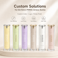 Flacon pompe sans air en PMMA de 15 ml, 30 ml, 50 ml, contenant de luxe pour sérum de soin de la peau, distributeur de lotion cosmétique avec pompe dorée, emballage personnalisé
