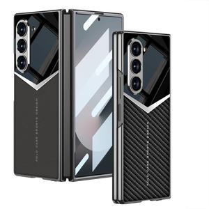 GKK Luxury Jazz Carbon Fiber Phone Cover para Galaxy Z Fold 6 Bloque galvanizado PU Leather Made PC Material Protección Premium - Product Image 3