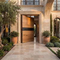Porte d'entrée pivotante en bois massif moderne Zonle, portes pivotantes principales personnalisées pour villa avec système de serrure intelligent