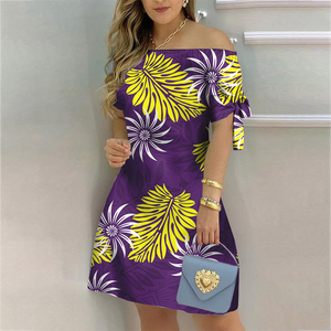 Ultimo Modello di Abito Corto Sexy con Spalle Scoperte e Maniche Corte, Taglie Forti, Stile Polinesiano Hawaiano con Stampa Integrale, Abito <span class=keywords><strong>Casual</strong></span> da Festa <span class=keywords><strong>per</strong></span> <span class=keywords><strong>Donne</strong></span> - Product Image 6