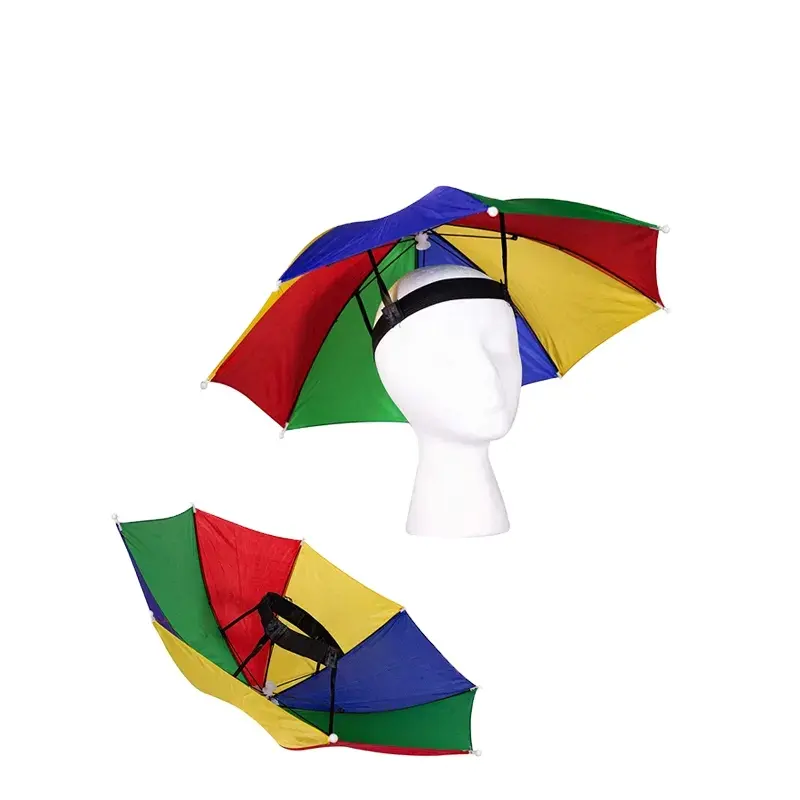 Custom Top Quality Dog Head Handle Double Layer Umbrella Hat Women Men Folding Sun Rain Small Head Umbrella with Fan