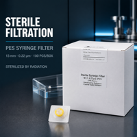 Filtre de seringue double Luer Lock 0,22 µm 13 mm, membrane PES, emballé individuellement, HPLC, OEM, 100/unité