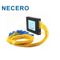 Splitter PLC SC APC 1x2 1x4 1x8 1x16 dengan jaket PVC/LSZH untuk penggunaan telekomunikasi, 2 arah, 4 arah, 8 arah, 16 arah.