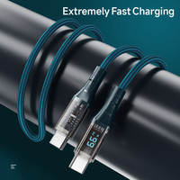Kabel Data Pengisian Cepat Urus A22CC 66W PD, Charger PD 65W 5A Modis untuk Android, Tembaga Murni, Jalinan Nilon, Tipe C ke Tipe C USB
