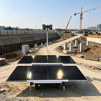 Grands panneaux solaires, remorques d'éclairage LED avec mât hydraulique de 7 mètres pour l'éclairage des zones montagneuses éloignées