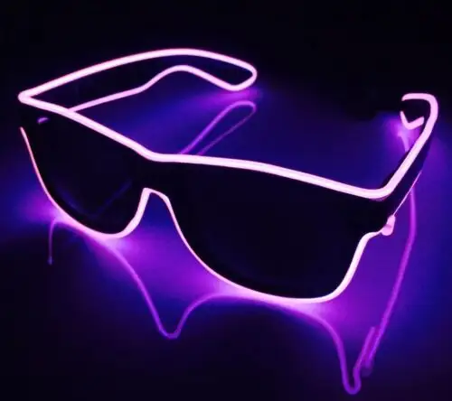 10 색 패션 EL 와이어 네온 LED 선글라스 바 파티 댄스 DJ 밝은 깜박이는 선글라스