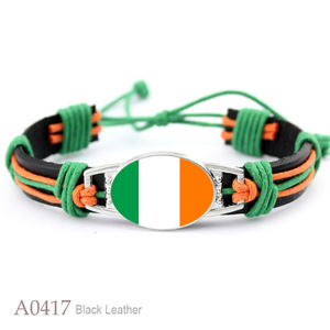 Bandera <span class=keywords><strong>de</strong></span> República Dominicana PU Pulsera <span class=keywords><strong>de</strong></span> cuero <span class=keywords><strong>de</strong></span> vaca Do Trademark Hand Woven Color Wax String Time Gem - Product Image 6
