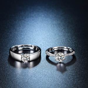 Luxury Silver Plated Diamond <b>Adjustable</b> <b>Ring</b> Men's Women's Customized Wedding Promise Wholesale Personalized Engaved Custom - Product Image 3