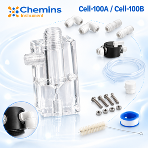 Cellule de débit pour la qualité de l'eau Chemins Cell-100A/B, chambre de débit en acrylique avec filetage NPT pour capteur de pH, ORP, turbidité, à trou unique, en ligne - Product Image 1