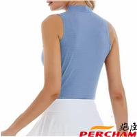 Camisetas sin mangas de tenis de secado rápido con media cremallera, camisetas cómodas de Golf que absorben el sudor, camisetas de Polo sin mangas para mujer