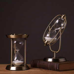 Clessidra 60 Minuti In Metallo E Vetro - Orologio A Sabbia Vintage Ruotabile 360° Per Decorazione Ufficio E Regalo - 2