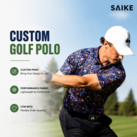 Op maat gemaakte golf poloshirt met reliëfdruk, geweven stof, 180GSM polyester spandex, vierweg stretch, anti-UV, sneldrogend golfkleding