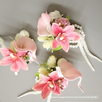 Bros Boutonniere Anggrek Calla Lily Baja Tahan Karat Model 2677 untuk Pengantin Pria Pengiring Pria Pengiring Pengantin
