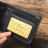 Dompet Kulit Sapi Hitam untuk Pria Kulit Asli Minimalis RFID Tempat Kartu Pendek
