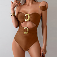 Maillot de bain une pièce monokini sexy pour femme avec anneau métallique découpé, collection 2026 UE/US