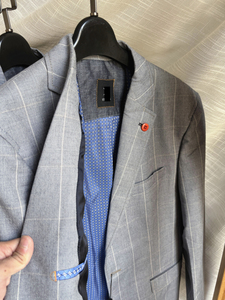 Veste de costume pour hommes à carreaux <span class=keywords><strong>gris</strong></span> haut de gamme hommes printemps affaires décontracté <span class=keywords><strong>laine</strong></span> costume haut <span class=keywords><strong>blazer</strong></span> pour hommes - Product Image 6