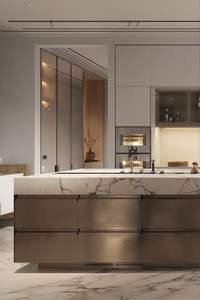 เครื่องครัวสแตนเลสโมดูลาร์อัจฉริยะสีเทาด้านคุณภาพสูงปรับแต่งได้พร้อมรูปทรงประตูเกาะ - Product Image 6