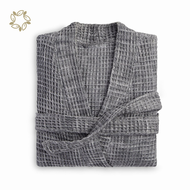 Organic Waffle Robe for Men Bamboo Cotton Robe 230 Grams Bathrobe White Waffle Hotel Bathrobe Custom Bath Robe