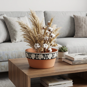 Pot de fleurs en céramique avec motif floral peint à la main |   Pot en terre cuite pour plantes succulentes et plantes d'intérieur |   Décoration rustique pour la maison - Product Image 6