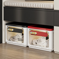 Boîte de rangement pour chaussures transparente, en plastique magnétique empilable, anti-poussière, pour baskets