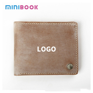 หนังวัวหนังผักฝังด้วยเล็บสีเงินหนังผักฝังขี้ผึ้งด้านเรียบง่ายกระเป๋าสตางค์สั้นผ้าความมั่งคั่ง - Product Image 2