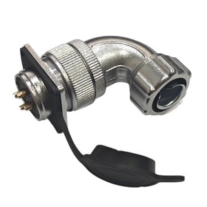 Connecteur d'aviation coudé WS28 2-35P en alliage de zinc, montage sur panneau, contact en cuivre plaqué or pour équipement mécanique - Product Image 1