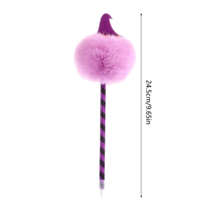 Stylo d'écriture de chauve-souris Halloween unique tête de citrouille pompons doux gonflés 0.7mm stylos à bille écriture en peluche pour bureau faveurs de fête à la maison - Product Image 6