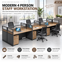 Poste de travail de bureau moderne pour 4 personnes, cloison de bureau, mobilier de bureau pour école et hôpital