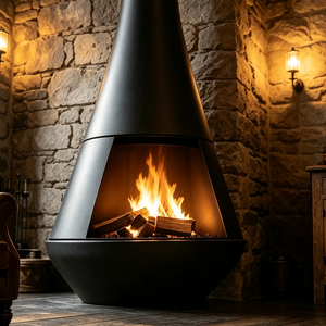 Elegante Chimenea de Leña Independiente con Forma de Cono, Chimenea Abierta para Leña - Product Image 4